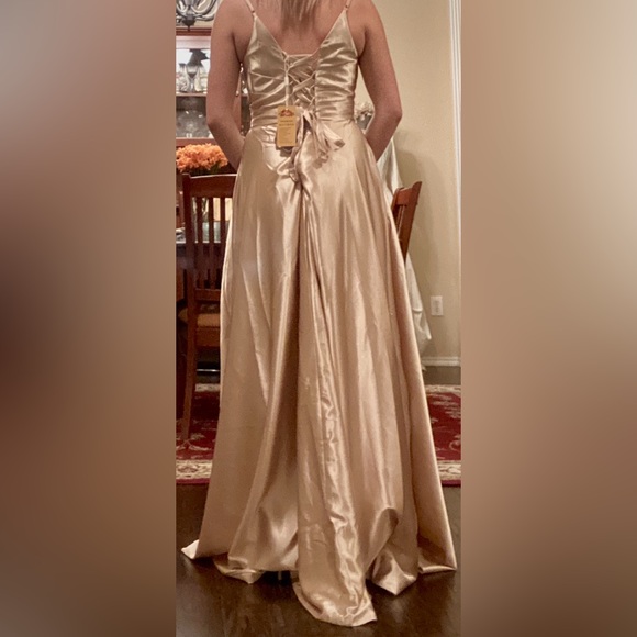 CHAMPAGNE WOMENS WEDDING BRIDESMAIDS DRESS - Picture 3 of 3